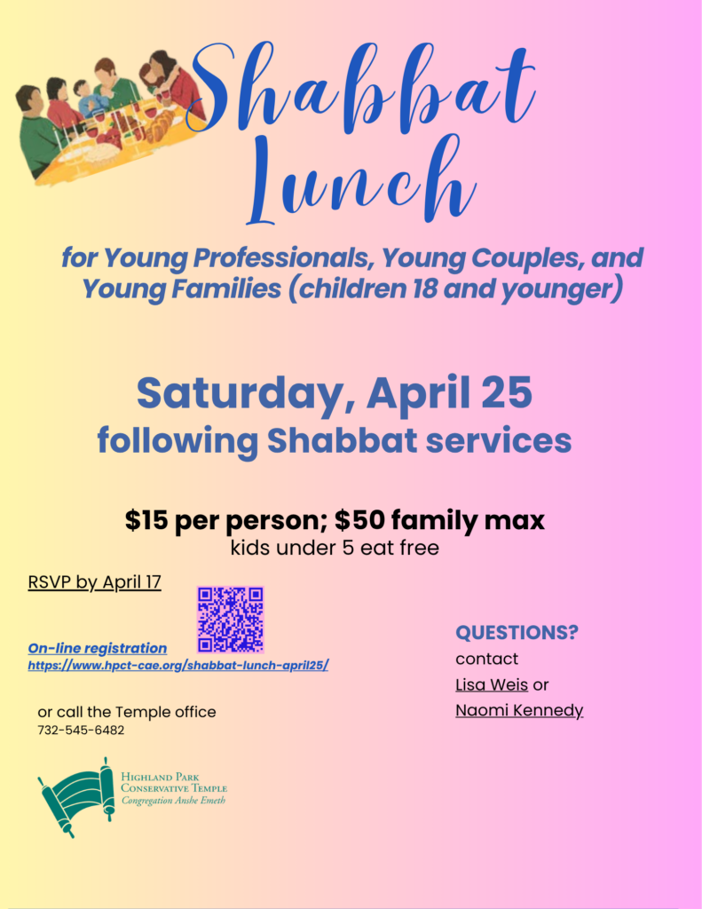April 25 2026 Shabbat Lunch